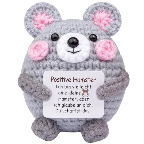 Mwmoeen Lustige Positive Hamster Geschenke, Hand Gestrickt Hamster, Kreative Positive Hamster Geschenke Beste Freundin Geschenke für Freundin Kleine Geschenke für Frauen von Mwmoeen