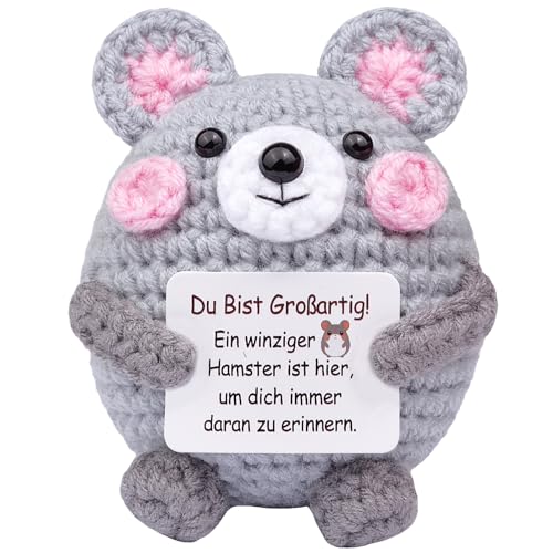 Mwmoeen Lustige Positive Hamster Geschenke, Hand Gestrickt Hamster, Kreative Positive Hamster Geschenke Beste Freundin Geschenke für Freundin Kleine Geschenke für Frauen von Mwmoeen