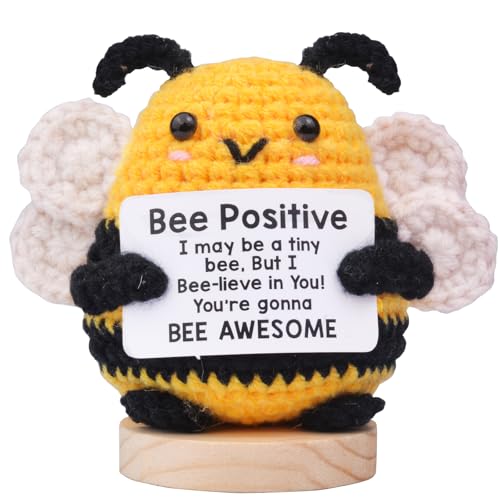 Mwmoeen Pocket Hug Biene Glücksbringer Geschenke, Kreative Positive Strickwolle Biene Geschenke für Mutmacher Geschenk, Gute Besserung Geschenk, Muttertagsgeschenk(B35) von Mwmoeen