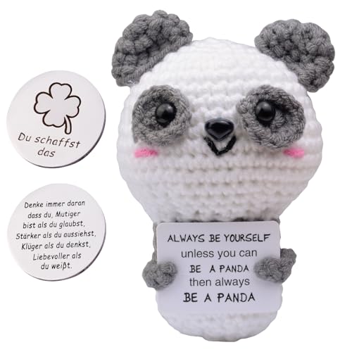 Mwmoeen Pocket Hug Glücksschweinchen, Positive Geschenke Glücksschweinchen, Kreative Strickwolle Tier und Kleine Umarmung Glücksbringer, Beste Freundin Geschenke mit Positiver Energiekarte von Mwmoeen