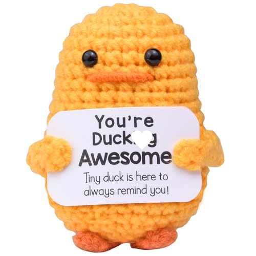 Mwmoeen Pocket Hug Positive Ente, Positive Duck Kreative Strickwolle Ente, Emotionale Unterstützung Enten Geschenke Party-Dekoration Familie Freunde Geschenk Kleines Geschenk für Freundin von Mwmoeen