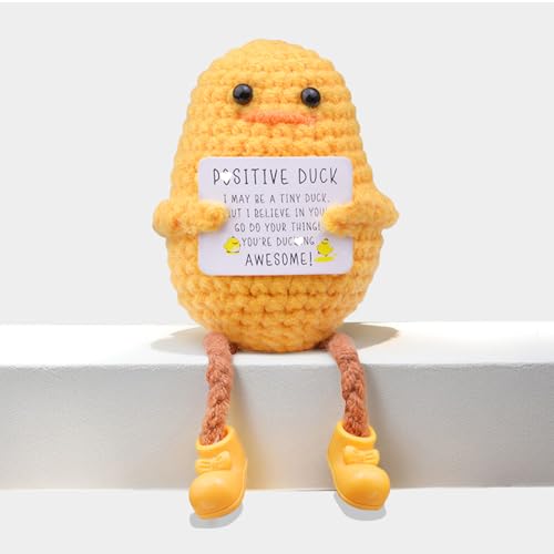 Mwmoeen Pocket Hug Positive Ente, Positive Duck Kreative Strickwolle Ente, Emotionale Unterstützung Enten Geschenke Party-Dekoration Familie Freunde Geschenk Kleines Geschenk für Freundin von Mwmoeen