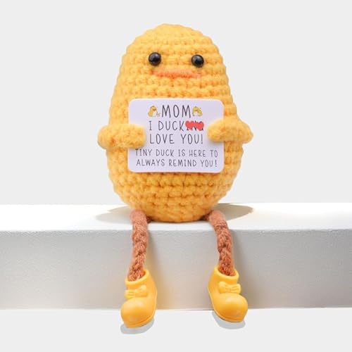 Mwmoeen Pocket Hug Positive Ente, Positive Duck Kreative Strickwolle Ente, Emotionale Unterstützung Enten Geschenke Party-Dekoration Familie Freunde Geschenk Kleines Geschenk für Freundin von Mwmoeen