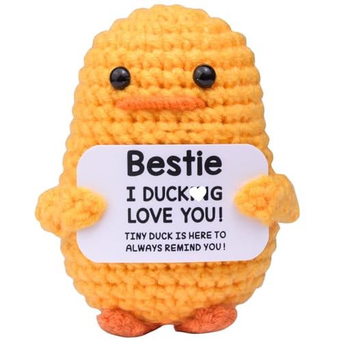 Mwmoeen Pocket Hug Positive Ente, Positive Duck Kreative Strickwolle Ente, Emotionale Unterstützung Enten Geschenke Party-Dekoration Familie Freunde Geschenk Kleines Geschenk für Freundin von Mwmoeen