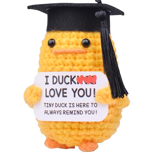 Mwmoeen Pocket Hug Positive Ente Doktorhut Studentenhut, Positive Duck Strickwolle Ente Bachelor Hut, Emotionale Unterstützung Enten Geschenke Absolvent Party-Dekoration Geschenke für Absolventen Mwmoeen Pocket Hug Positive Ente Doktorhut Studentenhut, Positive Duck Strickwolle Ente Bachelor Hut, Emotionale Unterstützung Enten Geschenke Absolvent Party-Dekoration Geschenke für Absolventen von Mwmoeen