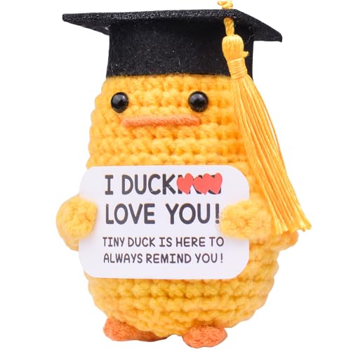 Mwmoeen Pocket Hug Positive Ente Doktorhut Studentenhut, Positive Duck Strickwolle Ente Bachelor Hut, Emotionale Unterstützung Enten Geschenke Absolvent Party-Dekoration Geschenke für Absolventen Mwmoeen Pocket Hug Positive Ente Doktorhut Studentenhut, Positive Duck Strickwolle Ente Bachelor Hut, Emotionale Unterstützung Enten Geschenke Absolvent Party-Dekoration Geschenke für Absolventen von Mwmoeen