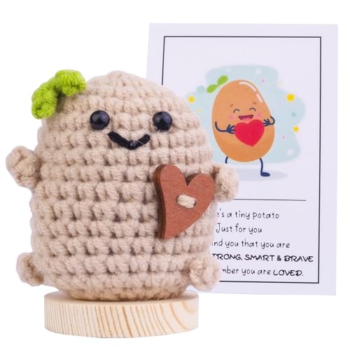 Mwmoeen Pocket Hug Positive Kartoffel Puppe, Lustige Positive Kartoffel Strickpuppe Motivationsgeschenke Beste Freundin Geschenke für Freundin Kleine Geschenke für Frauen(E18) von Mwmoeen