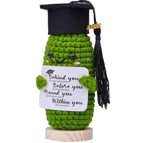 Mwmoeen Positive Kartoffel Puppe Auto Ornamente, Kreative Strickwolle Pocket Hug Positive Potato Motivationsgeschenke mit Doktorhut Geschenk bei Prüfungen Abschlussfeier für Freundin Geschenke(F13) von Mwmoeen
