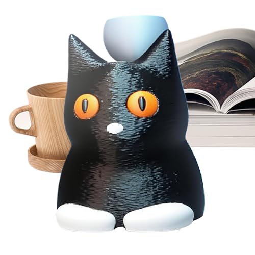 Mwqpgyh Drehende Katzenfigur,3D Gedruckte Schwarze Katzen Statue | Beruhigendes Tier Spielzeug Sammeldekoration Für Schlafzimmer Wohnzimmer Klassenzimmer Büro Studierzimmer Schule von Mwqpgyh
