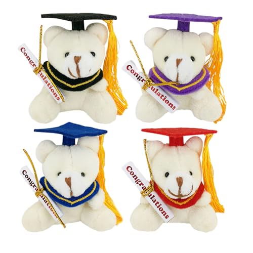 Mwqpgyh Mini-Abschlussbär Plüsch,Mini-Abschlussbär | 4 Stück 7 cm Mini-Stofftier-Plüschbär mit Talarmütze - Weiche, flauschige Partygeschenke, Abschluss-Plüsch 2024 für die Abschlussschule von Mwqpgyh