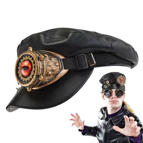 Mwqpgyh Steampunk Zylinder, Steampunk Newsboy Cap | Steampunk-Hut aus PU-Leder - Gotische Baskenmütze im -Stil mit Schutzbrille, modischer Hut für Steampunk-Partys, Maskeraden, Karneval Mwqpgyh Steampunk Zylinder, Steampunk Newsboy Cap | Steampunk-Hut aus PU-Leder - Gotische Baskenmütze im -Stil mit Schutzbrille, modischer Hut für Steampunk-Partys, Maskeraden, Karneval von Mwqpgyh