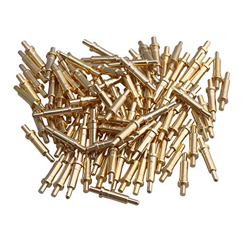 Mxfans 100 Stück Kupfer-Fingerhut-Sonden, Federstift, vergoldet, 9 mm lang, 2,0 mm Stiftkopf von Mxfans