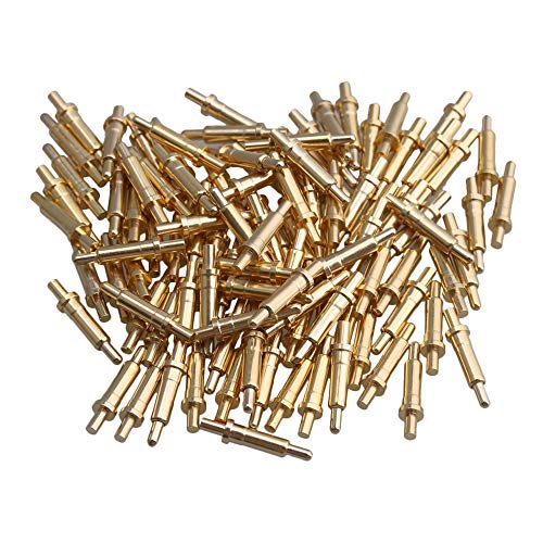 Mxfans 100 Stück Kupfer-Fingerhut-Sonden, Federstift, vergoldet, 9 mm lang, 2,0 mm Stiftkopf Mxfans 100 Stück Kupfer-Fingerhut-Sonden, Federstift, vergoldet, 9 mm lang, 2,0 mm Stiftkopf von Mxfans