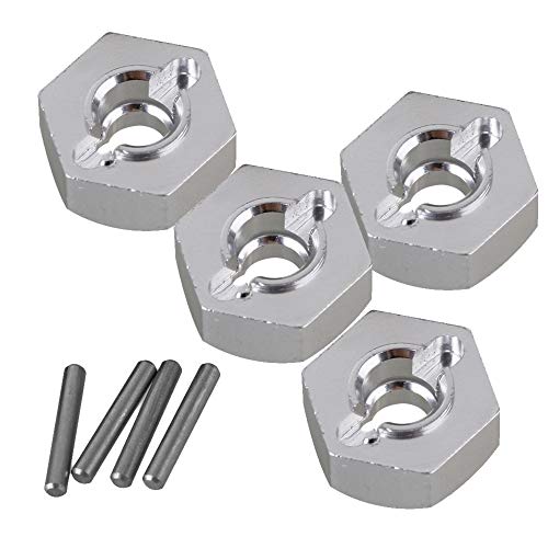 Mxfans 4 Stücke RC1:10 Silber Aluminiumlegierung Radnabe Adapter 12mm Ersatz für AXIAL von Mxfans