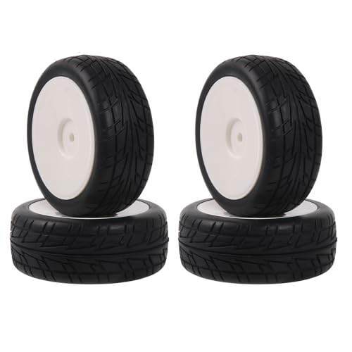 Mxfans 4 x RC 1:10 weiße Felgen und Gummireifen Kit für On Road Rennwagen Mxfans 4 x RC 1:10 weiße Felgen und Gummireifen Kit für On Road Rennwagen von Mxfans