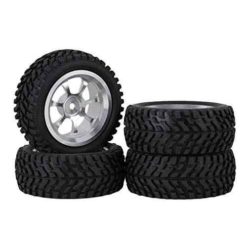 Mxfans Gummireifen mit Bartmuster und silberfarbene Aluminium-Felgen mit 7 Speichen für RC 1:10 On-Road Rennwagen, 4 Stück Mxfans Gummireifen mit Bartmuster und silberfarbene Aluminium-Felgen mit 7 Speichen für RC 1:10 On-Road Rennwagen, 4 Stück von Mxfans