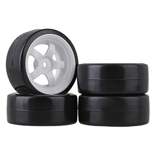 Mxfans Kunststofffelge mit 5 Speichen, weiß, Reifen mit glatter Oberfläche, RC1:10, Straßenauto, 4 Stück von Mxfans