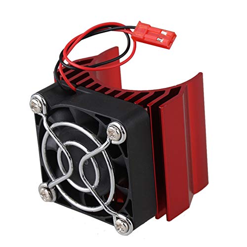 Mxfans Rote Aluminiumlegierung Kunststoff Motor Kühlkörper & Netzabdeckung & Lüfter für RC 1:10 Auto Ersatz für N10104 von Mxfans
