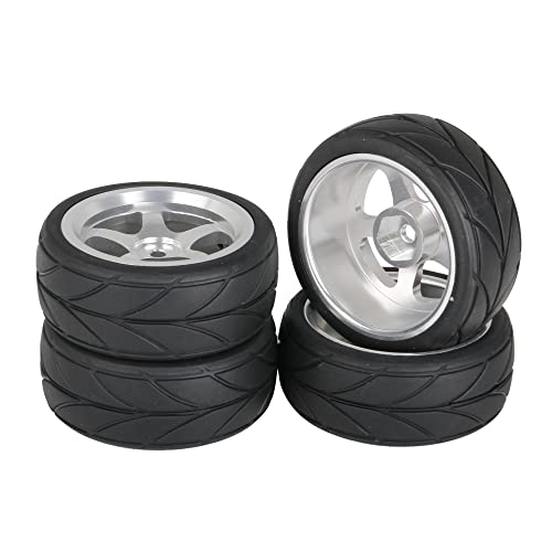 Mxfans Schwarze Gummireifen & 4 STÜCKE 5-Speichen-Felgen Silber Al. Upgrade für Onroad-Rennwagen, 4er-Pack Mxfans Schwarze Gummireifen & 4 STÜCKE 5-Speichen-Felgen Silber Al. Upgrade für Onroad-Rennwagen, 4er-Pack von Mxfans