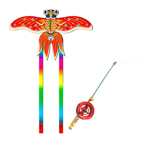 Mxming Angelrute Dynamische Flügeldrachen Für Garten Lange Schwanz Dynamische Drachen Outdoor Drachen Fliegen Spielzeug Familientreffen Dynamische Angelrute Drachen von Mxming