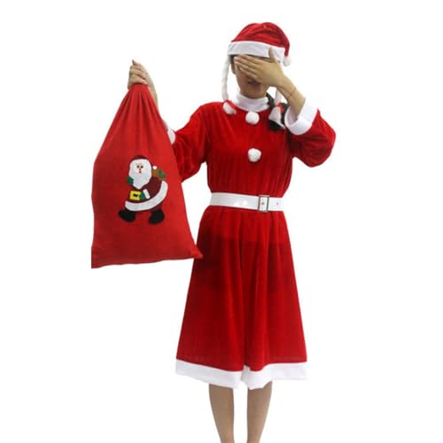 Mxming Weihnachtsmann-Kostüm, Bartmütze, Handschuhe, Kleid/Oberteil, Hose, Lederstiefel, Weihnachtsmann-Anzug, Weihnachtsmann-Kostüme, Verkleidungen, Requisiten, Weihnachtsmann-Anzug von Mxming