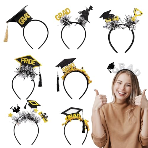 Mxshc Abschluss Haarschmuck | Abschlusskostüm Filz Kopfbedeckung,Glitzer Haarband Set Für Abschlussfeier Vorschule Kindergarten Universität Fotorequisite von Mxshc