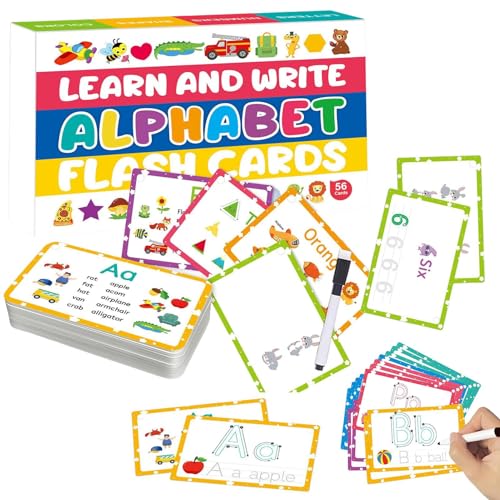 Mxshc Buchstaben Lernkarten,Farbenfrohe Buchstabenerkennungskarten für Kinder - Pädagogisches Lernspielzeug Für Kindergarten Klassezimmer Und Zu Hause von Mxshc