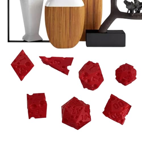 Mxshc Cool Dice | 7-teilige Käse-Roll-Würfel,3D-gedrucktes interaktives Requisit für Rollenspiel Mathe Lernen Unterricht Entscheidungsfindung Reise Party Klassenraum Familiennacht von Mxshc