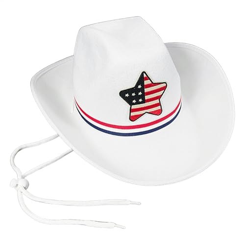 Mxshc Cowboyhüte für Damen, Flagge 4. Juli, patriotischer Cowboyhut – breite Krempe, Western-Filz-Kopfbedeckung, Kostümzubehör für Männer und Frauen Mxshc Cowboyhüte für Damen, Flagge 4. Juli, patriotischer Cowboyhut – breite Krempe, Western-Filz-Kopfbedeckung, Kostümzubehör für Männer und Frauen von Mxshc