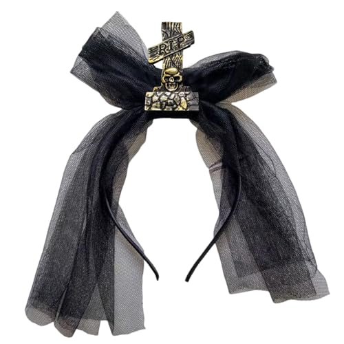 Mxshc Halloween Haarbänder - Vintage Grabstein Haarreif Mit Schleier Für Cosplay | Gruseliges Halloween Kostümzubehör Kopfschmuck Für Cosplay Karneval Bühnenauftritt Party von Mxshc