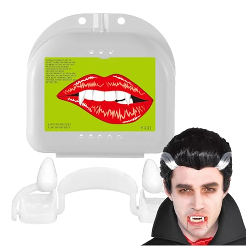 Mxshc Künstliche Vampirzähne - Realistisches Gebiss - Einsetzbare Vampirfänge Makeup Requisiten Für Film TV Kostümpartys von Mxshc