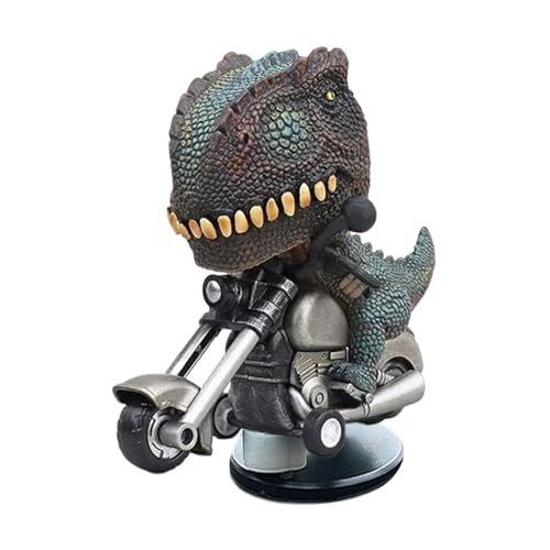 Mxshc Tyrannosaurus Rex Autofigur,Tyrannosaurus Rex Autodekoration,Treibender Dinosaurier auf Motorrad Figur - Kreative T-Rex-Dinosaurier-Dekoration, neuartige Dinosaurier-auf-Motorrad-Figur für EIN von Mxshc
