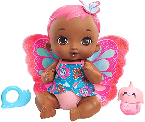 My Garden Baby GYP12 - Schmetterlings-Baby Puppe - Pinker Schmetterling (30 cm), mit wiederverwendbarer Windel, abnehmbarer Kleidung und Flügeln, Kinderspielzeug ab 2 Jahren von My Garden Baby