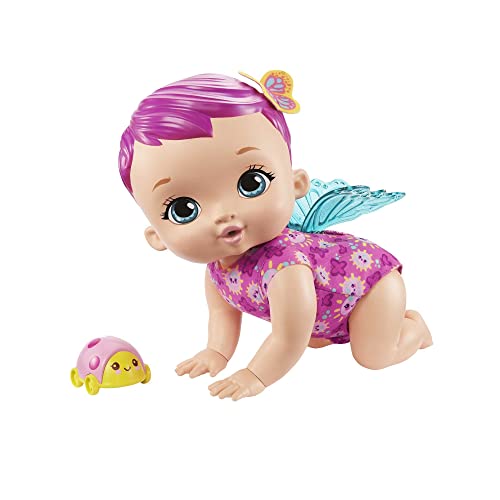 My Garden Baby GYP31 - Krabbelspaß Schmetterlings-Baby - Rosa Schmetterling (30 cm), 20 Geräusche und flatternde Flügel, Kinderspielzeug ab 2 Jahren von MY GARDEN BABY