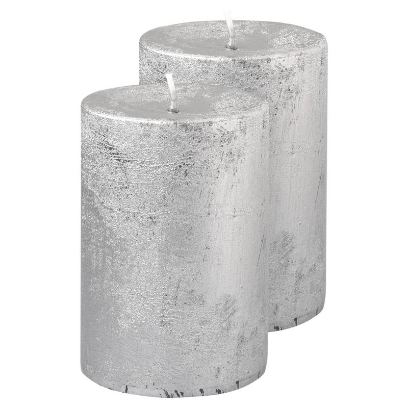 2 mittelgroße Kerzen im Metallic-Look von My Home