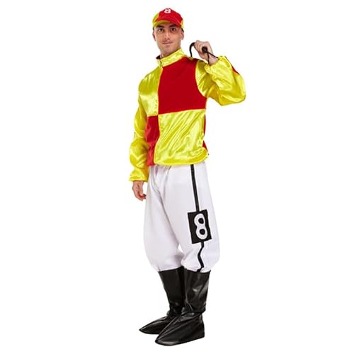 My Illusions Jockey-Kostüm für Erwachsene, Pferderennen, Polo, Junggesellenabschied, Halloween, Neuheit (rot/gelb) von My Illusions