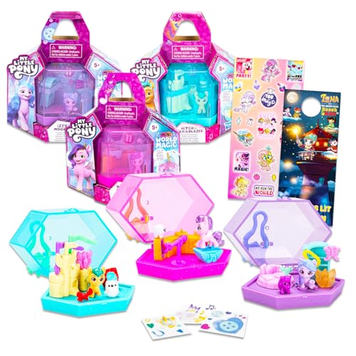 My Little Pony Toys for Girls 5-7 - My Little Pony Mini-Spielset-Set mit 3 My Little Pony Mini World Magic-Spielsets mit Trailblazer, Mondbogen und Prinzessinnenblättern, My Little Pony Spielset von My Little Pony