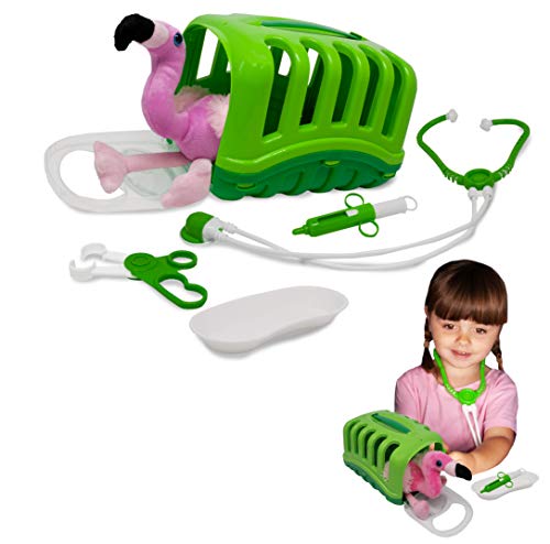 My Little Vet Basket - Baby Flamingo Set von Deluxebase. Tierarzt Spielset für Kinder. EIN niedliches Tierset, das perfekt zum kreativen Spielen ist von My Little Vet Basket