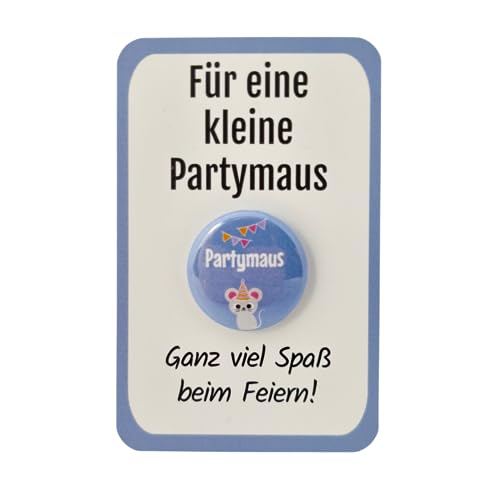 Partymaus Button - Niedliches Design und OHNE Nadel inkl. Kärtchen & Geschenkverpackung, perfekt für Geburtstagsfeiern & Party Partymaus Button - Niedliches Design und OHNE Nadel inkl. Kärtchen & Geschenkverpackung, perfekt für Geburtstagsfeiern & Party von My Maisie