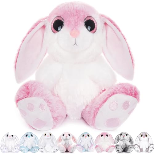 My OLi Kuscheltier Hase 20cm Plüsch Hase Stofftier Kuscheltiere Schlappohren Sitzend Kuschelhase Plüschtiere Für Mädchen Kinder Jungen Rosa und weißer Mix Farbe von My OLi