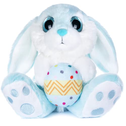 My OLi Osterhase Plüsch Hase mit Osterei 20cm Kuscheltier Hase Stofftier Kuscheltiere Schlappohren Sitzend Kuschelhase Plüschtiere Für Mädchen Kinder Jungen-Blau Farbe von My OLi