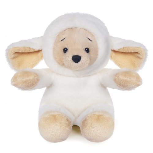 My OLi Plüsch Beige Schaf Teddybär mit Wendebärchen-Hut 2-in-1 Bär & Schaf Design 22 cm von My OLi