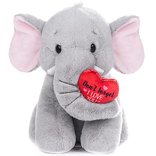 My OLi 20 cm Plüsch-Elefant, Kuscheltier weicher Elefant mit rotem Herz, Plüschspielzeug für Babys, Kinder, Jungen, Mädchen, Liebhaber, tolles Bett, Kinderzimmer, Raumdekoration, Hochzeit von My OLi