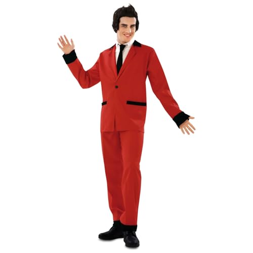 My Other Me 50er-Jahre-Kostüm für Herren, Größe M-L. Inklusive roter Jacke mit schwarzen Details an Bündchen, Knopf und Taschenrand, rote Hose mit schwarzem Saum, hebt sich auf jeder Retro-Party ab. My Other Me 50er-Jahre-Kostüm für Herren, Größe M-L. Inklusive roter Jacke mit schwarzen Details an Bündchen, Knopf und Taschenrand, rote Hose mit schwarzem Saum, hebt sich auf jeder Retro-Party ab. von My Other Me