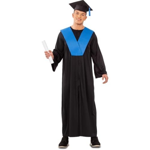 My Other Me Absolventenkostüm für Erwachsene, Unisex, Größe M-L, inklusive schwarzem Hut mit blauer Quaste, langärmliges Kleid und Kreuzstipendium, ideal zum Feiern im akademischen Stil. My Other Me Absolventenkostüm für Erwachsene, Unisex, Größe M-L, inklusive schwarzem Hut mit blauer Quaste, langärmliges Kleid und Kreuzstipendium, ideal zum Feiern im akademischen Stil. von My Other Me