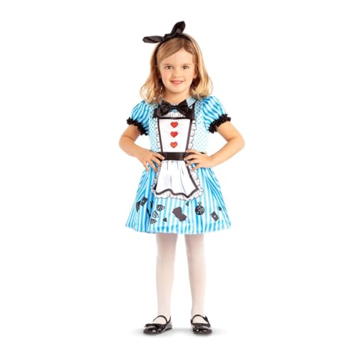 My Other Me Alicia-Kostüm für Mädchen, Größe 3-4 Jahre, inklusive schwarzem Stirnband mit Schleife, weißes Kleid mit Streifen und blauen Punkten, Ärmel mit schwarzen Bündchen, Schürze mit Herzen und My Other Me Alicia-Kostüm für Mädchen, Größe 3-4 Jahre, inklusive schwarzem Stirnband mit Schleife, weißes Kleid mit Streifen und blauen Punkten, Ärmel mit schwarzen Bündchen, Schürze mit Herzen und von My Other Me