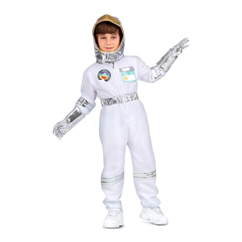 My Other Me Astronautenkostüm für Kinder, Unisex, Größe 5-7 Jahre, inkl. weißem Overall mit silbernen Bändern, Abzeichen und ID-Karte, Helm und silbernen Handschuhen, bereit zum Abziehen. von My Other Me