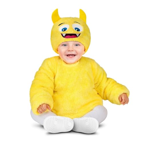 My Other Me Baby-Kostüm Monster, gelb-blau, mit umkehrbarer Mütze und Overall, Größe 7-12 Monate. Ihr Kind wird das entzückendste Kind am Karneval sein von My Other Me