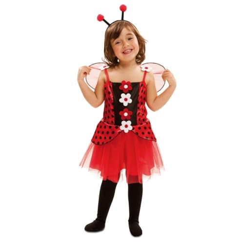 My Other Me Baby-Kostüm für Mädchen, Marienkäfer mit Haarreif und Kleid mit Flügeln in Schwarz und Rot, Größe 1-2 Jahre. Perfekt, um eine Welt der Fantasie und des Lächelns zu schaffen von My Other Me
