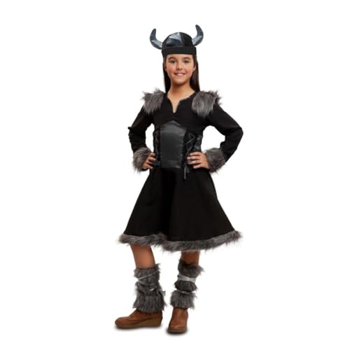 My Other Me Baby-Kostüm für Mädchen, Wikinger in grau und schwarz, mit Kleid, Stulpen und Helm, Größe 12-24 Monate, perfekt für kleine Abenteurerinnen des Nordens von My Other Me
